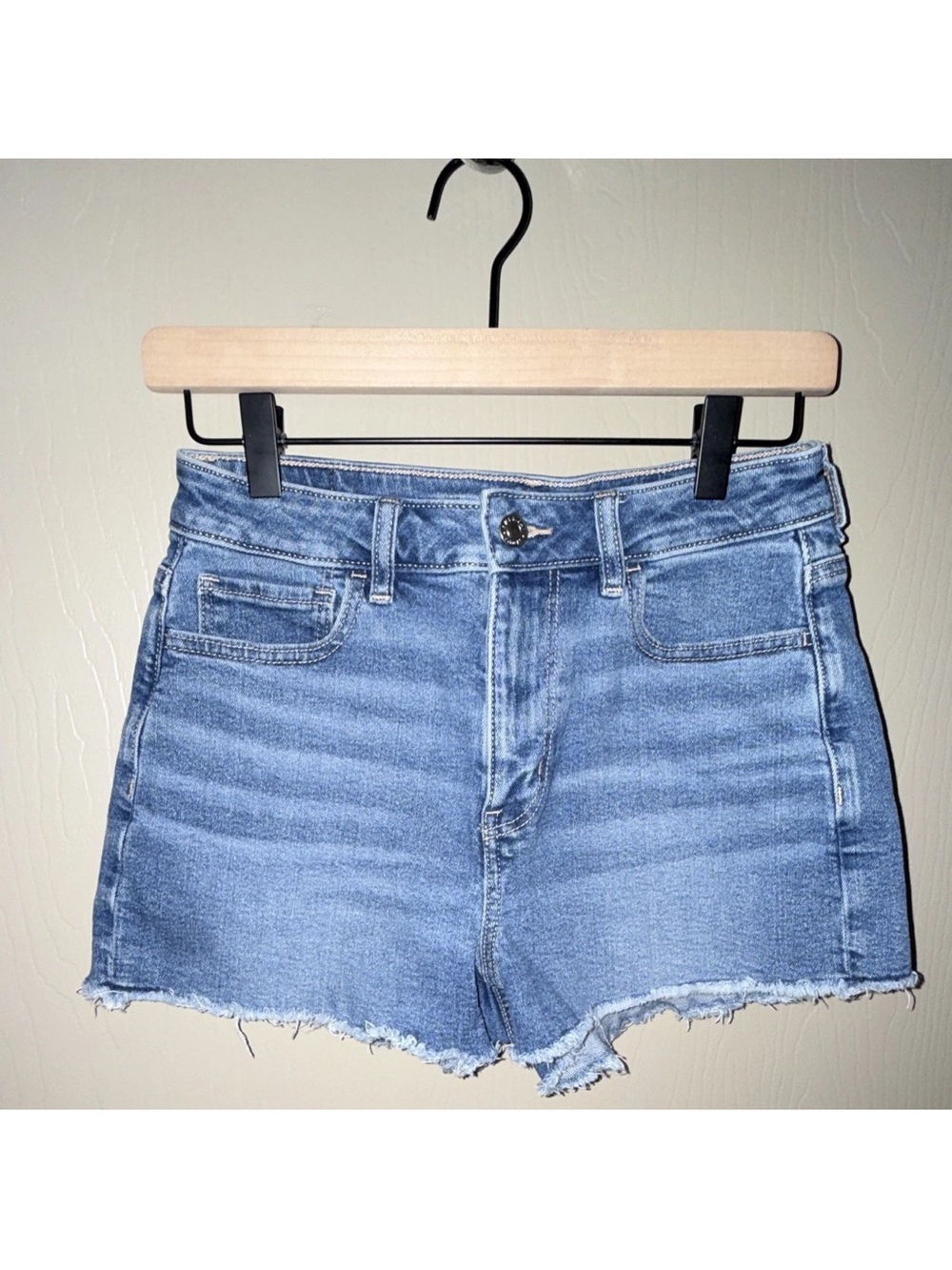 American Eagle Outfitters Light Blue Distressed Denim Shorts
